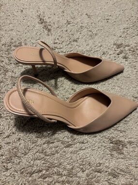 Zara Blush Pointed-Toe Slingback Heels